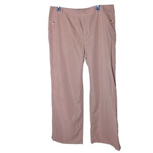 Women's XL Wide Leg Pants Taupe Brown Button Pull-On Casual Trousers Office Work